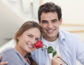 Couple with red rose